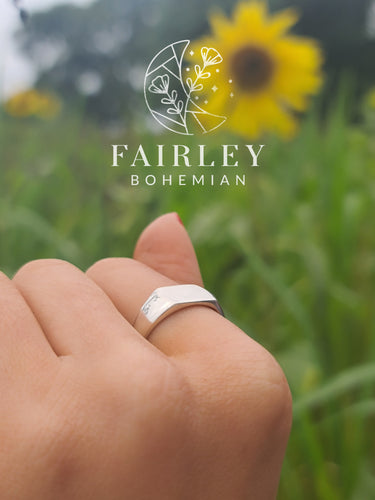 solid 925 silver unisex plain signet ring